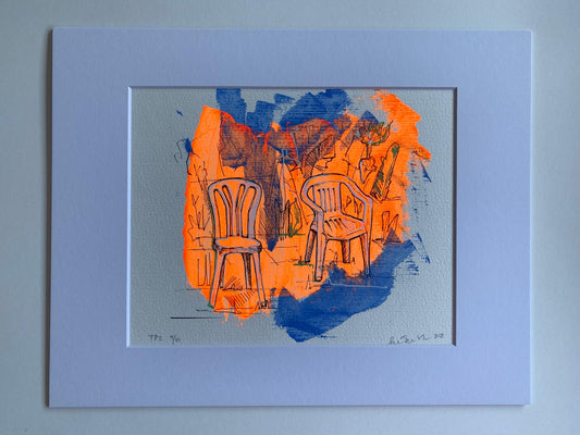 Print + Hand Painted Monoblock Chair (TP2 - 9/10)